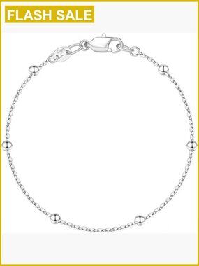 Sterling Silver Link Bracelet - Satellite Bead Chain 6.5-9 Inches